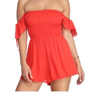Red Off The Shoulder Romper